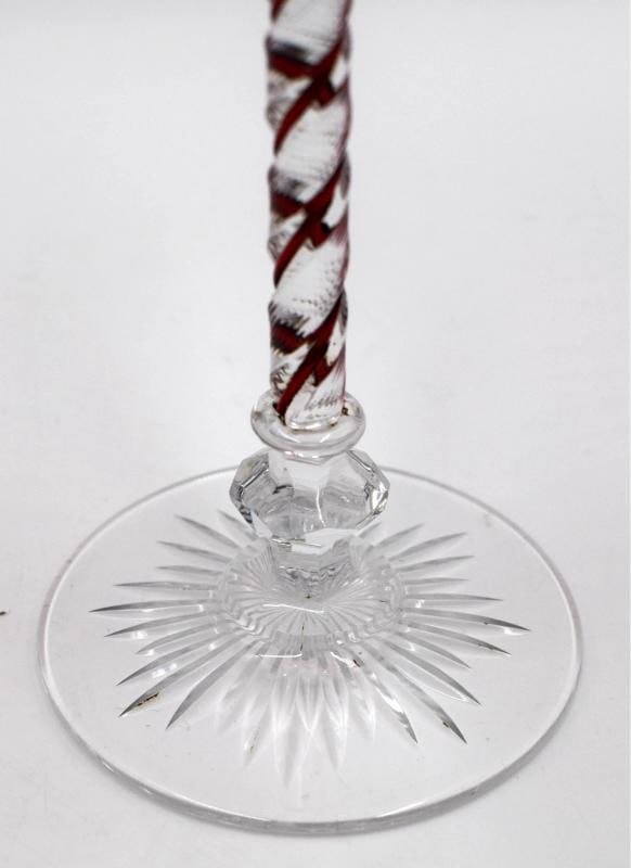Rare Baccarat Cranberry Cut to Clear Art Nouveau Engraved Wine Glass - Circa1900 - 10