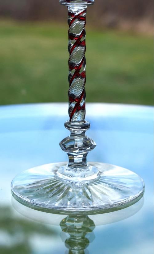 Rare Baccarat Cranberry Cut to Clear Art Nouveau Engraved Wine Glass - Circa1900 - 11