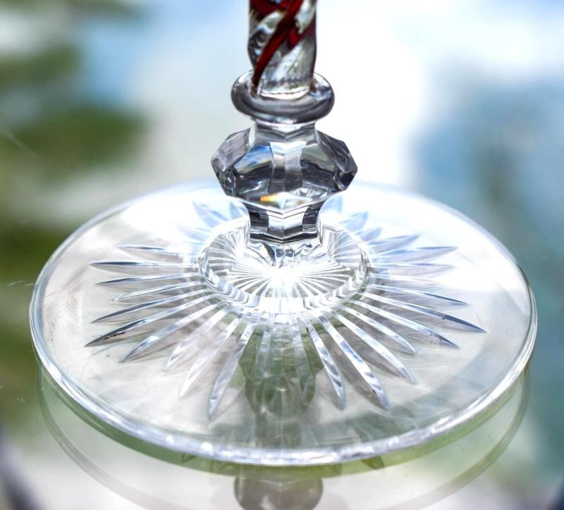 Rare Baccarat Cranberry Cut to Clear Art Nouveau Engraved Wine Glass - Circa1900 - 12