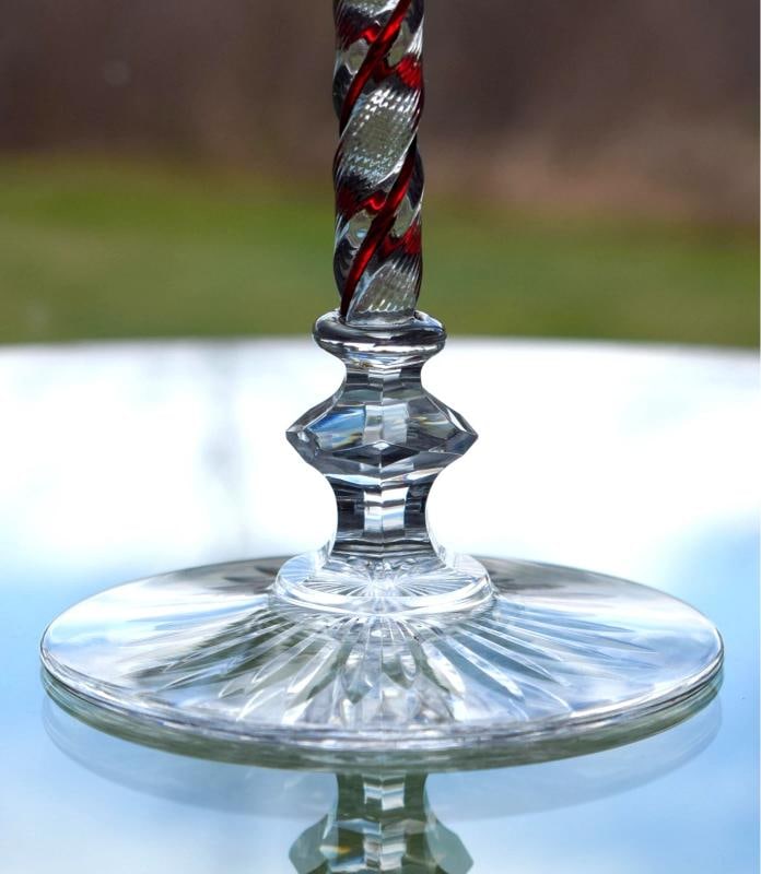 Rare Baccarat Cranberry Cut to Clear Art Nouveau Engraved Wine Glass - Circa1900 - 13