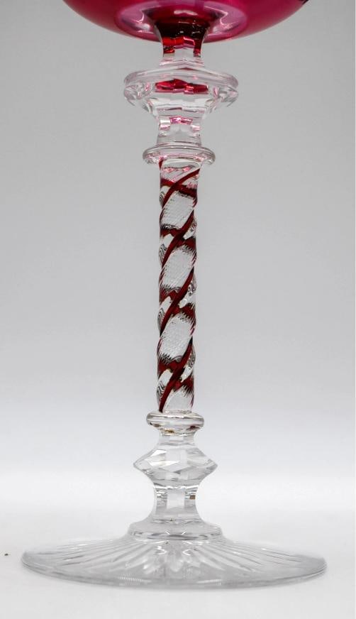 Rare Baccarat Cranberry Cut to Clear Art Nouveau Engraved Wine Glass - Circa1900 - 8