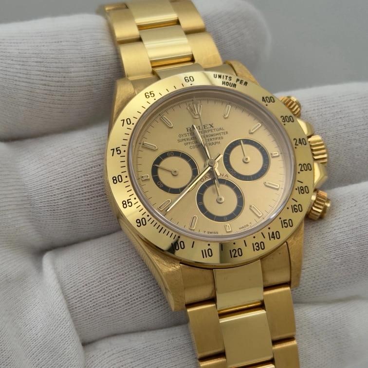 Rolex Daytona Zenith Unpolished 16528 Champagne Inverted 6 Dial 18k Yellow Gold - 4