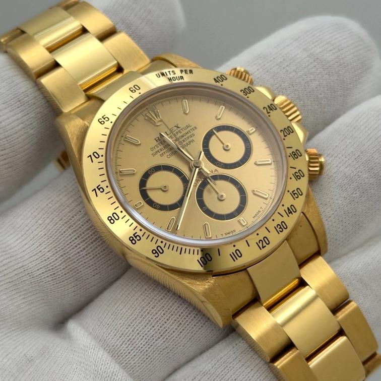 Rolex Daytona Zenith Unpolished 16528 Champagne Inverted 6 Dial 18k Yellow Gold - 5