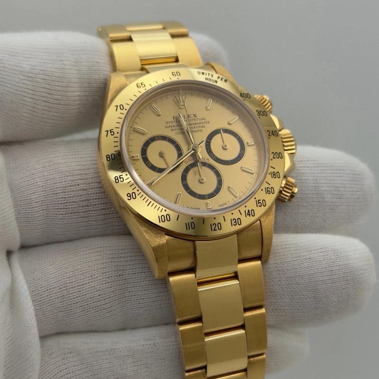 Rolex Daytona Zenith Unpolished 16528 Champagne Inverted 6 Dial 18k Yellow Gold - 6