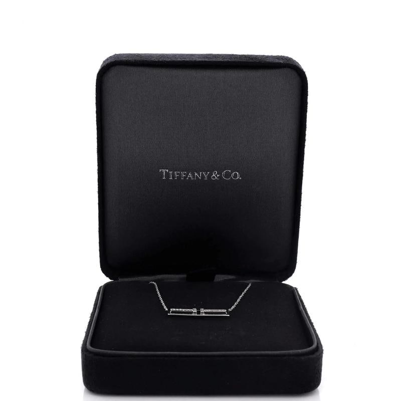 Tiffany & Co. T Open Horizontal Bar Pendant Necklace 18K White Gold with Diamond - 2