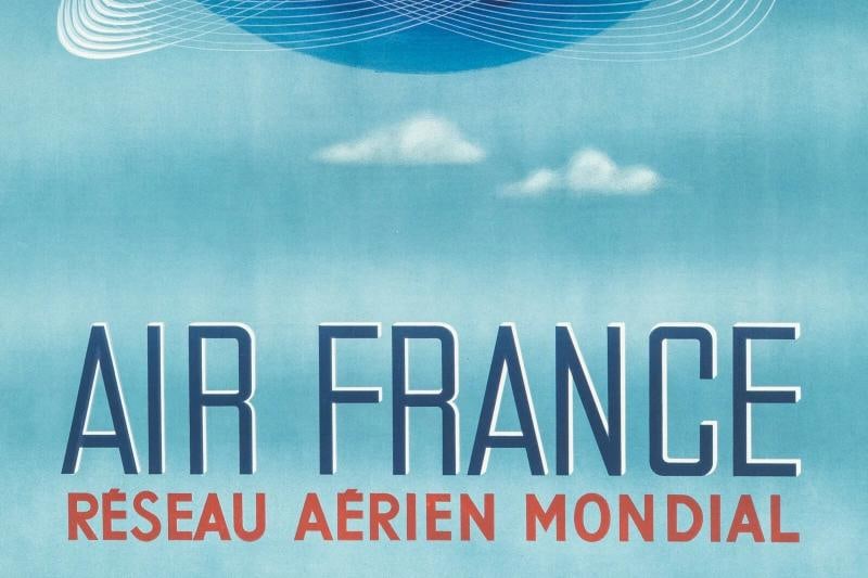 Original Vintage Air France Poster - Plaquet - Pegasus Shrimp - Aviation - 1948 - 2