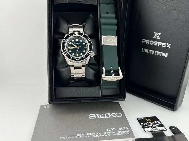 Seiko Prospex SBDX043 Marine Master Diver's Watch Green Dial 140th Anniversary: Condition: Pre-owned - Good,Country of Origin: Japan,Bezel Color: Black,Year Manufactured: 2020-Now,Band/Strap: Bracelet,Case Color: Silver,Department: Men,Caseback: Solid,Watch Shape: Round,Style: