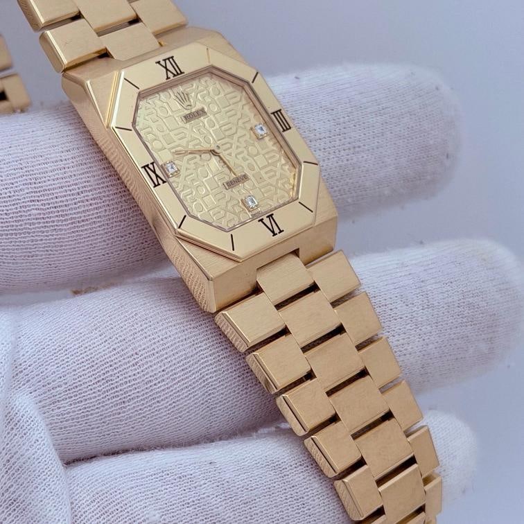 Rolex Cellini 4350 27mm Anniversary Diamond Dial 18k Yellow Gold Box Papers - 12