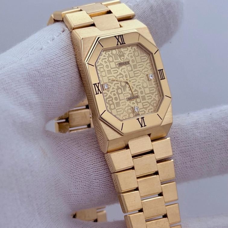 Rolex Cellini 4350 27mm Anniversary Diamond Dial 18k Yellow Gold Box Papers - 14