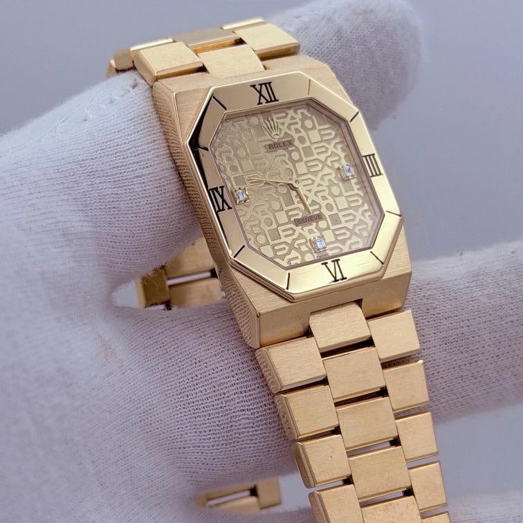 Rolex Cellini 4350 27mm Anniversary Diamond Dial 18k Yellow Gold Box Papers - 15