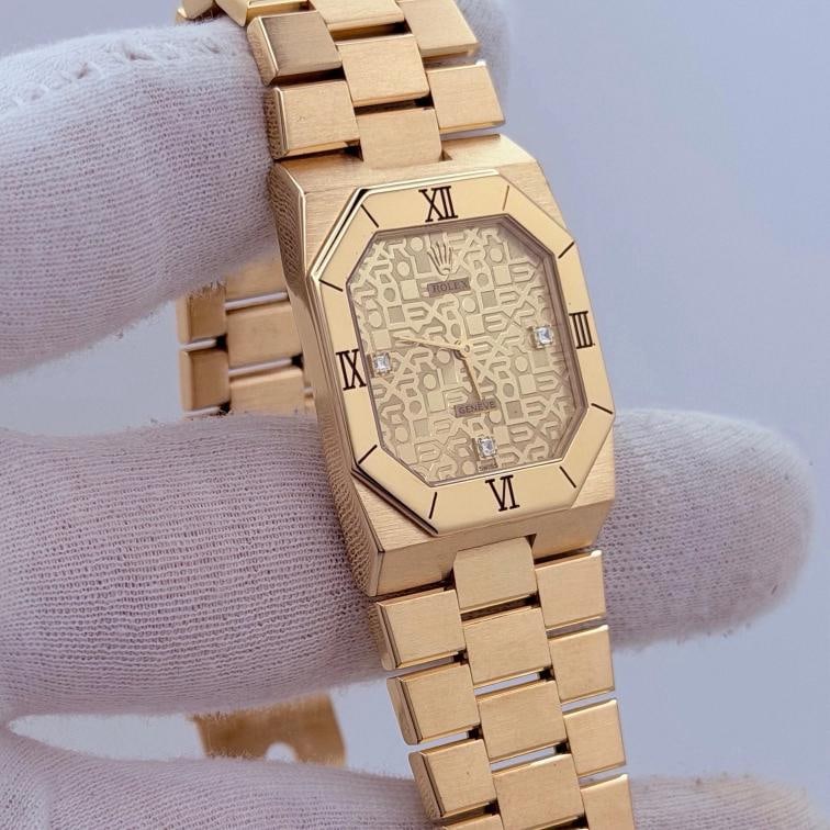 Rolex Cellini 4350 27mm Anniversary Diamond Dial 18k Yellow Gold Box Papers - 16