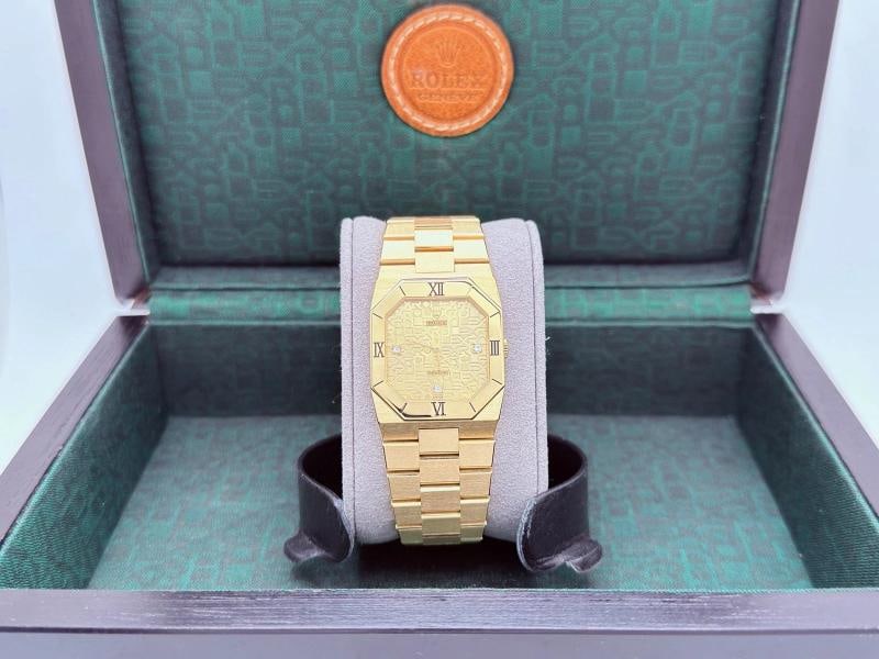 Rolex Cellini 4350 27mm Anniversary Diamond Dial 18k Yellow Gold Box Papers - 18