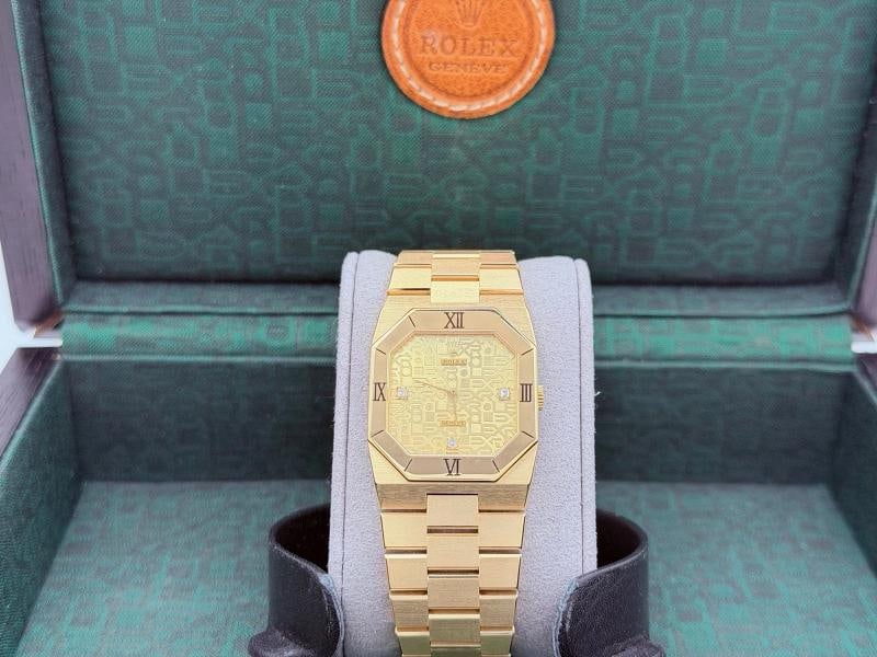 Rolex Cellini 4350 27mm Anniversary Diamond Dial 18k Yellow Gold Box Papers - 19
