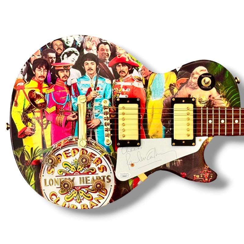 Paul McCartney Signed Guitar Custom Graphics JSA COA The Beatles Sgt. Pepper's: Industry: Music,Signed: Yes,Autograph Authentication: James Spence (JSA),Object Type: Guitar & Guitar Pick,Original/Reproduction: Original,Country of Origin: United States
