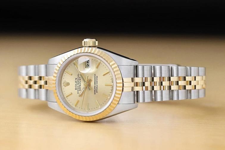 ROLEX LADIES DATEJUST 69173 CHAMPAGNE DIAL 18K YELLOW GOLD STEEL TWO TONE WATCH - 2