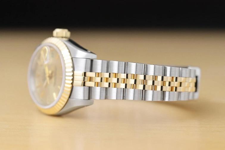 ROLEX LADIES DATEJUST 69173 CHAMPAGNE DIAL 18K YELLOW GOLD STEEL TWO TONE WATCH - 4