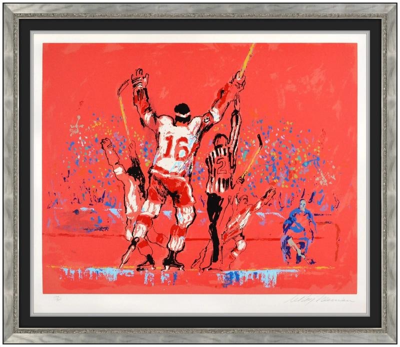 LeRoy Neiman Original Color Serigraph Red Goal Hockey Sport Signed Framed: Condition: Used,Artist: LeRoy Neiman,Unit of Sale: Single Piece,Signed: Yes,Period: Contemporary (1970 - 2020),Title: Red Goal,Material: Paper,Certificate of Authenticity (COA): Yes,Original/Licensed 