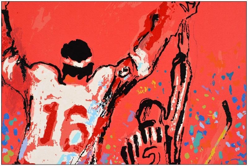 LeRoy Neiman Original Color Serigraph Red Goal Hockey Sport Signed Framed - 4