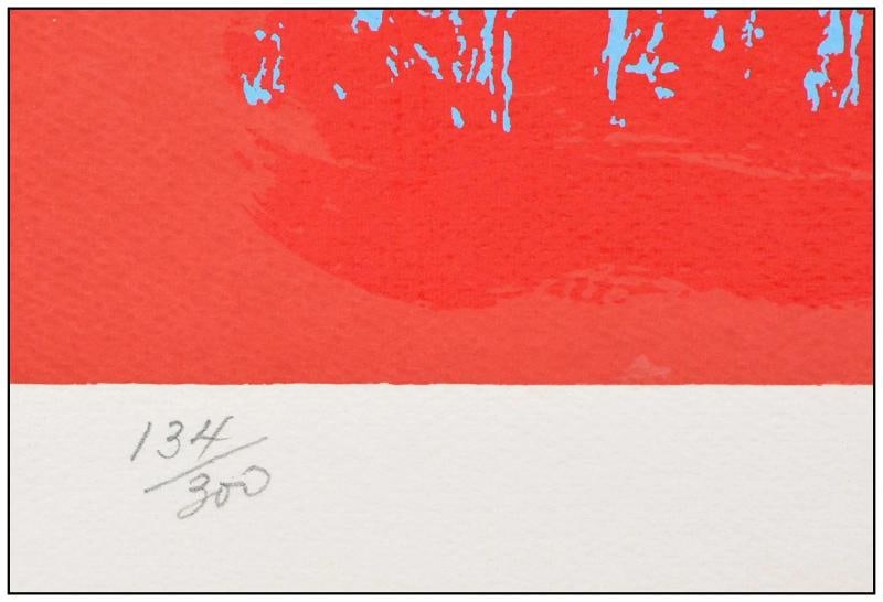 LeRoy Neiman Original Color Serigraph Red Goal Hockey Sport Signed Framed - 6