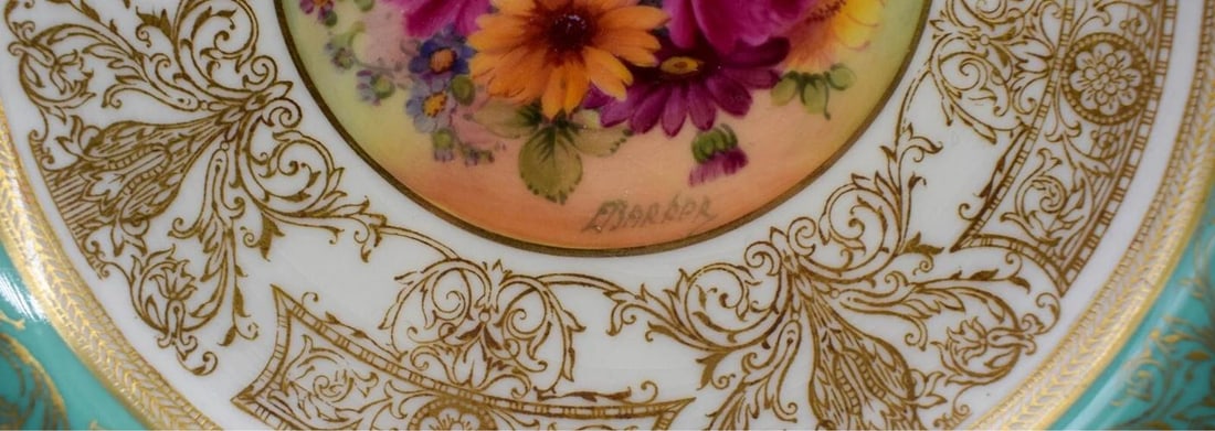 10 Royal Worcester Artist Signed Square Hand Painted Dessert Plates - 10