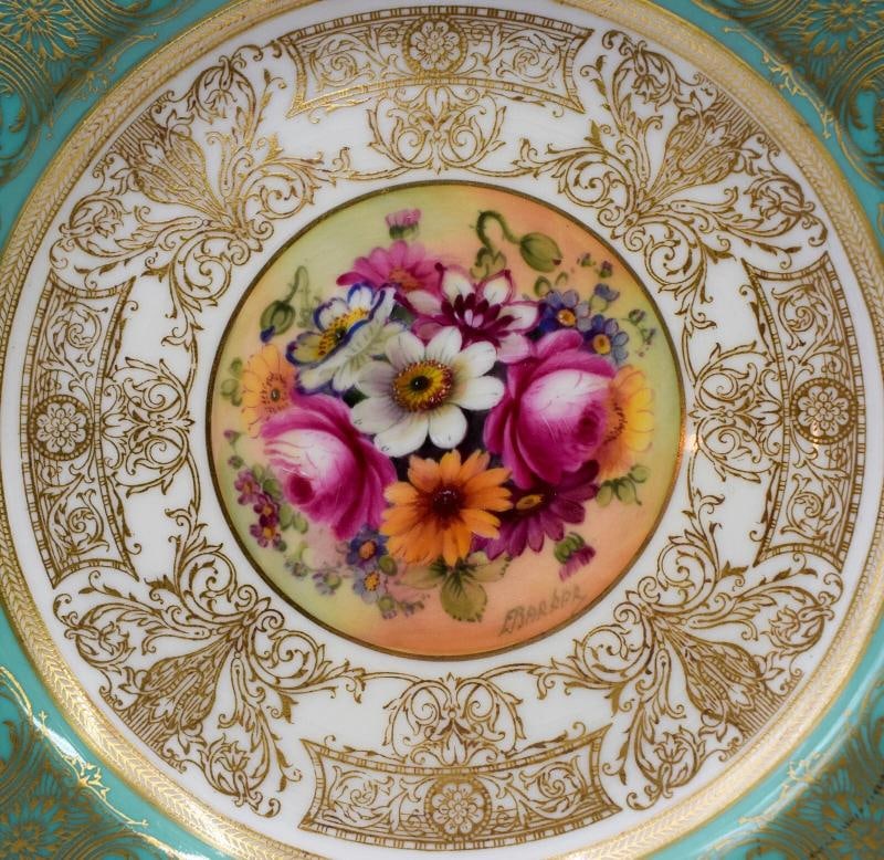 10 Royal Worcester Artist Signed Square Hand Painted Dessert Plates - 8