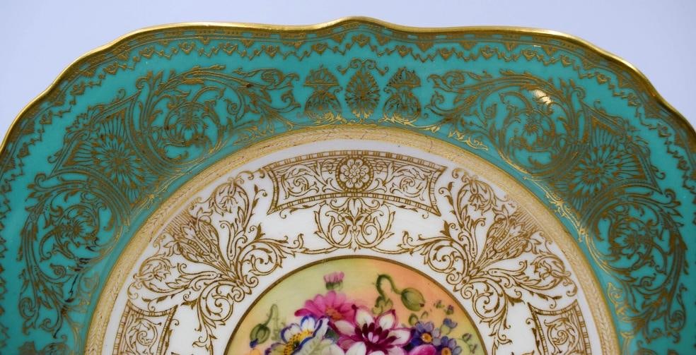 10 Royal Worcester Artist Signed Square Hand Painted Dessert Plates - 9