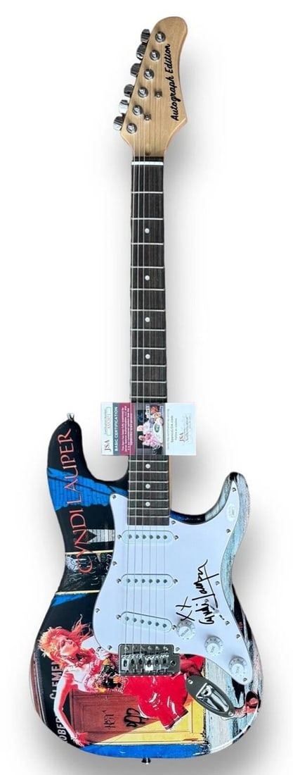 Cyndi Lauper Signed Guitar Custom 1/1 Graphics JSA COA Girls Just Wanna Have Fun - 3
