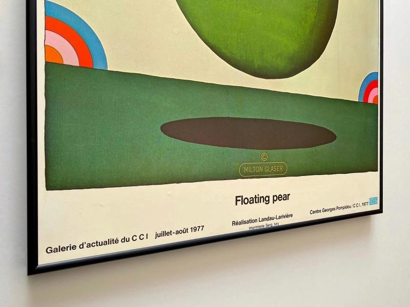 MILTON GLASER RARE 1977 POP ART LITHO PRINT FRAMED POSTER " FLOATING PEAR " 1968 - 10