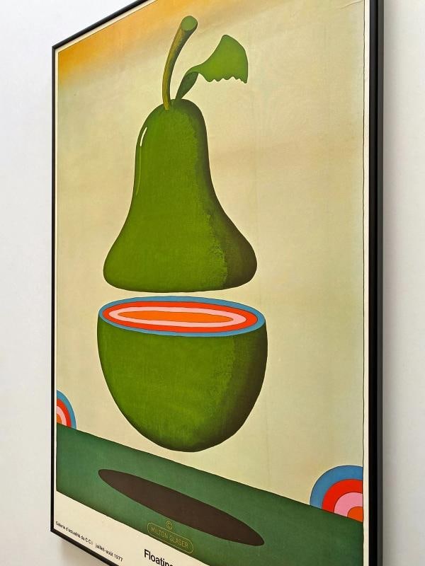 MILTON GLASER RARE 1977 POP ART LITHO PRINT FRAMED POSTER " FLOATING PEAR " 1968 - 13
