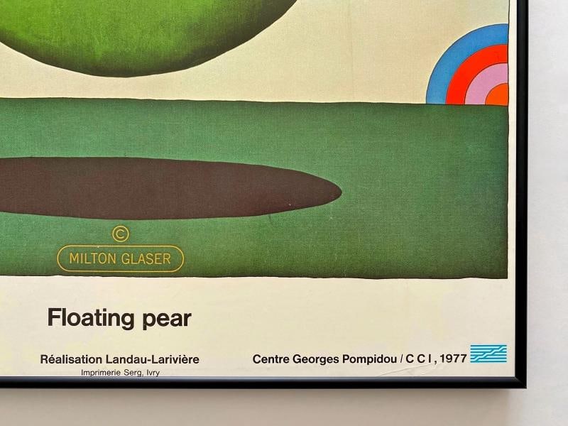 MILTON GLASER RARE 1977 POP ART LITHO PRINT FRAMED POSTER " FLOATING PEAR " 1968 - 14