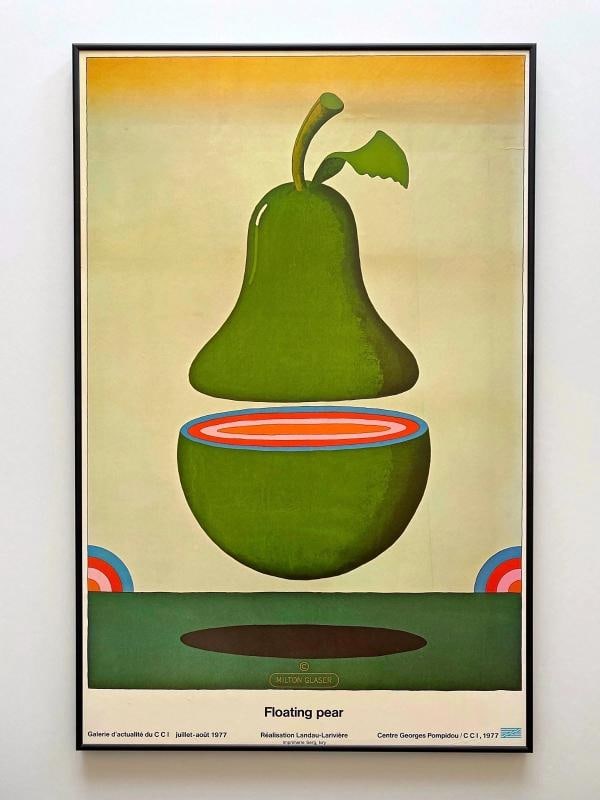 MILTON GLASER RARE 1977 POP ART LITHO PRINT FRAMED POSTER " FLOATING PEAR " 1968 - 15