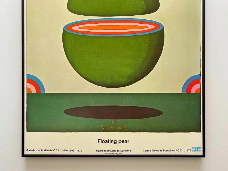 MILTON GLASER RARE 1977 POP ART LITHO PRINT FRAMED POSTER " FLOATING PEAR " 1968 - 3