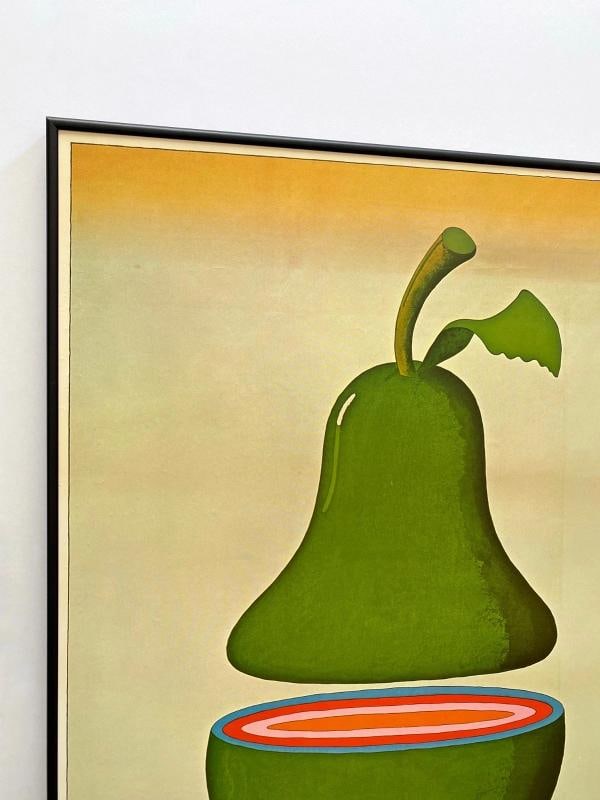 MILTON GLASER RARE 1977 POP ART LITHO PRINT FRAMED POSTER " FLOATING PEAR " 1968 - 4