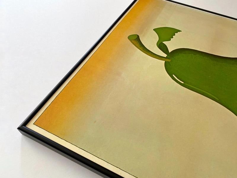 MILTON GLASER RARE 1977 POP ART LITHO PRINT FRAMED POSTER " FLOATING PEAR " 1968 - 5