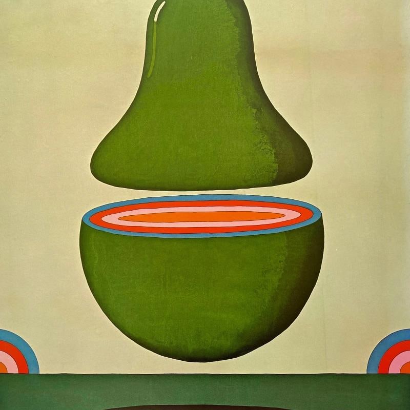 MILTON GLASER RARE 1977 POP ART LITHO PRINT FRAMED POSTER " FLOATING PEAR " 1968 - 8
