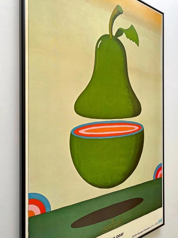 MILTON GLASER RARE 1977 POP ART LITHO PRINT FRAMED POSTER " FLOATING PEAR " 1968 - 9