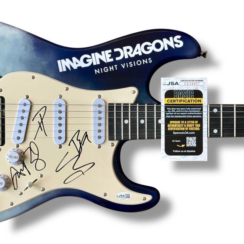 Imagine Dragons Signed Guitar Custom JSA COA Dan Reynolds Wayne Sermon Ben Danie - 2
