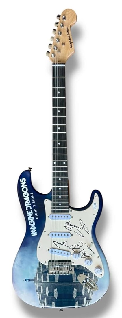 Imagine Dragons Signed Guitar Custom JSA COA Dan Reynolds Wayne Sermon Ben Danie - 3