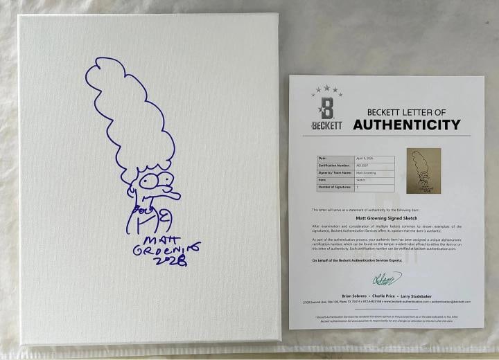 Matt Groening Signed 11x14 Sketch Hand Drawn Canvas The Simpsons Marge Becket...: Condition: New: A brand-new, unused, unopened, undamaged item (including handmade items). ,Modified Item: No,Original/Reproduction: Original,Country of Origin: United States