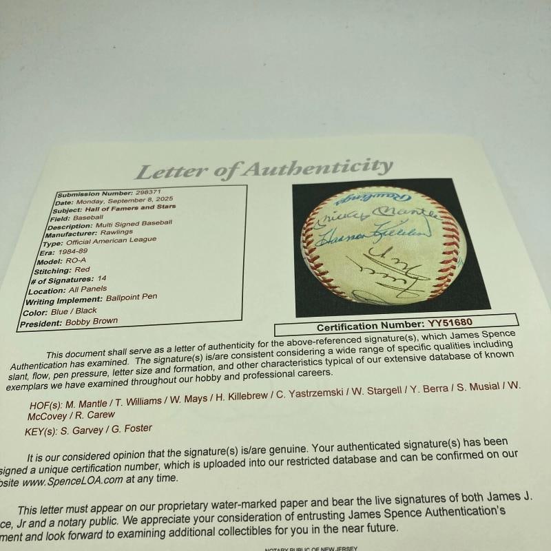 Mickey Mantle & Ted Williams Hall Of Fame Multi Signed Baseball JSA COA - 9