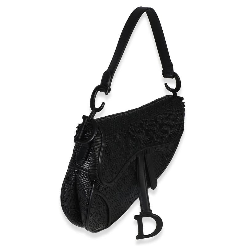 Christian Dior Black Ultramatte Woven Calfskin Saddle Bag - 4