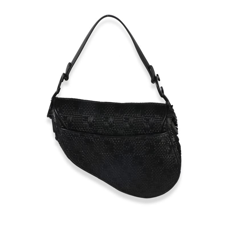 Christian Dior Black Ultramatte Woven Calfskin Saddle Bag - 8