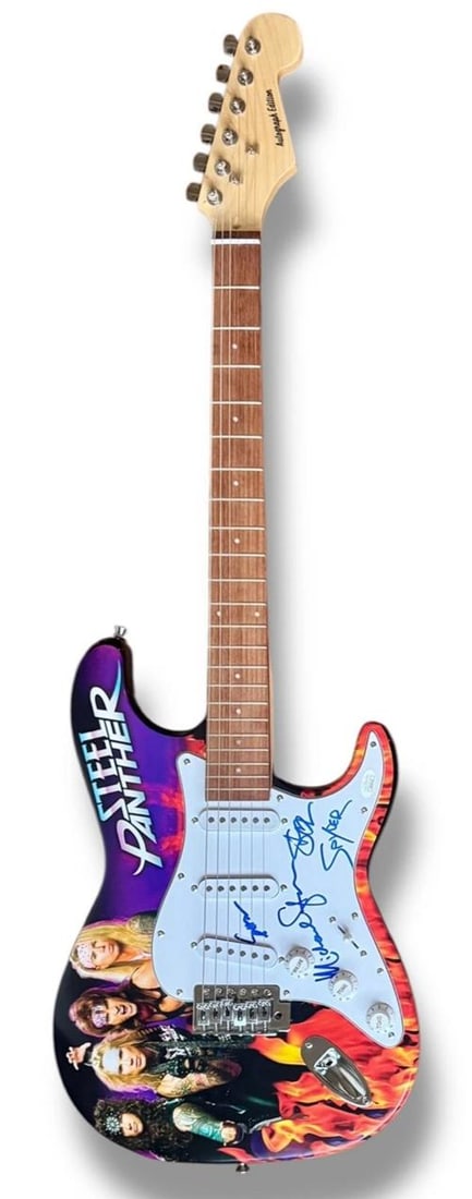Steel Panther Signed Guitar Custom JSA COA Michael Starr Satchel Stix Zadinia +1 - 3