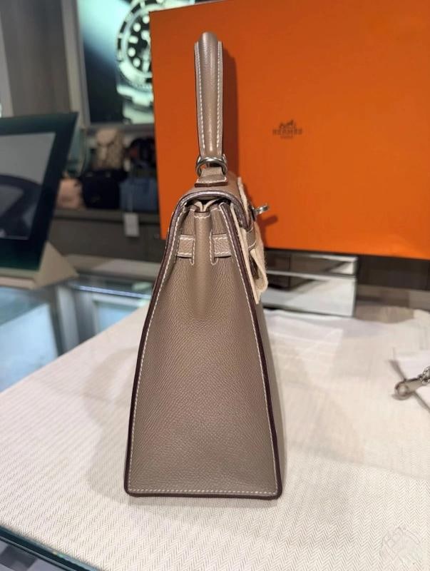 Hermes Kelly 25 Sellier Etoupe Epsom Leather w/Palladium Hardware (2018) Unworn - 12