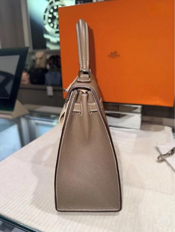 Hermes Kelly 25 Sellier Etoupe Epsom Leather w/Palladium Hardware (2018) Unworn - 13