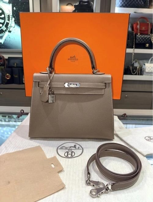 Hermes Kelly 25 Sellier Etoupe Epsom Leather w/Palladium Hardware (2018) Unworn - 17