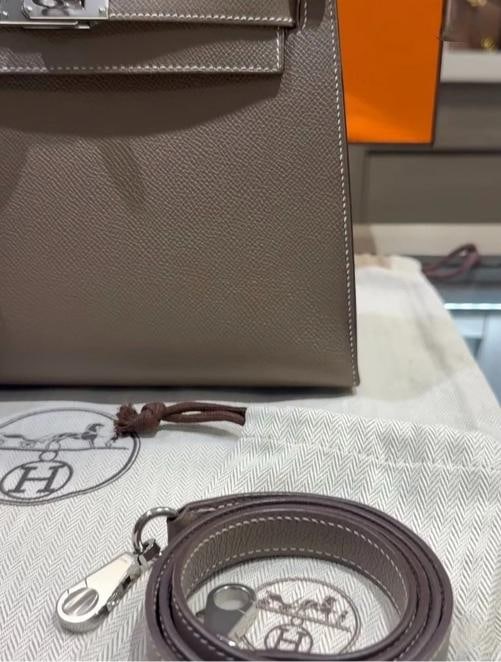 Hermes Kelly 25 Sellier Etoupe Epsom Leather w/Palladium Hardware (2018) Unworn - 18