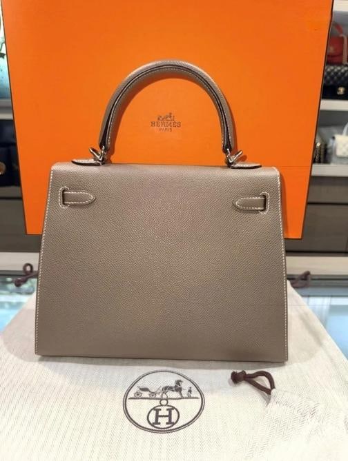 Hermes Kelly 25 Sellier Etoupe Epsom Leather w/Palladium Hardware (2018) Unworn - 5