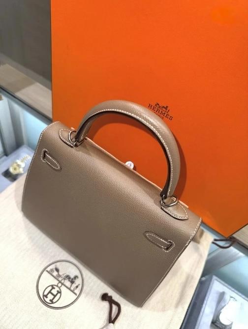 Hermes Kelly 25 Sellier Etoupe Epsom Leather w/Palladium Hardware (2018) Unworn - 6
