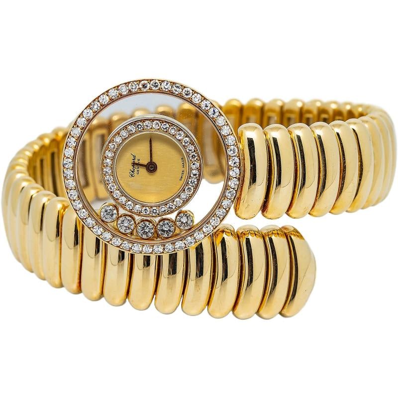 Chopard Happy Diamond Serpenti 4097 MINT 18k Yellow Champagne Dial Women's 24mm: Condition: Pre-owned - Good: This item has been gently used but is in good condition. It might have a few signs of wear, like light scratches or tarnishing.. ,Brand: Chopard,WARRANTY: 1
